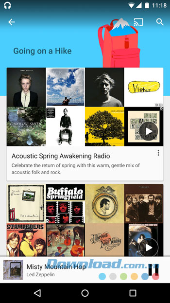 Giao diện sử dụng của ứng dụng Google Play Music