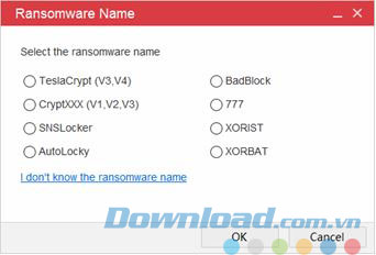 Chọn tên ransomware