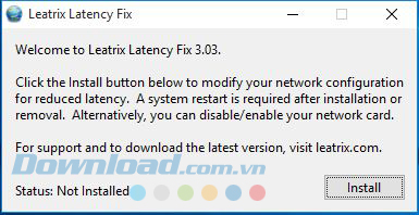 Giao diện đơn giản của phần mềm Leatrix Latency Fix