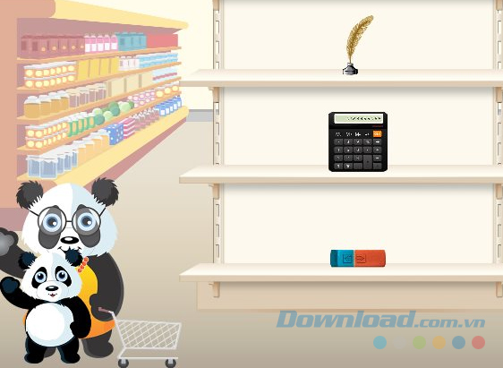 Lựa chọn hình ở giữa theo đúng yêu cầu trong game Panda Supermarket