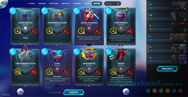 Hình ảnh bắt mắt của các thẻ bài trong game chiến thuật Duelyst