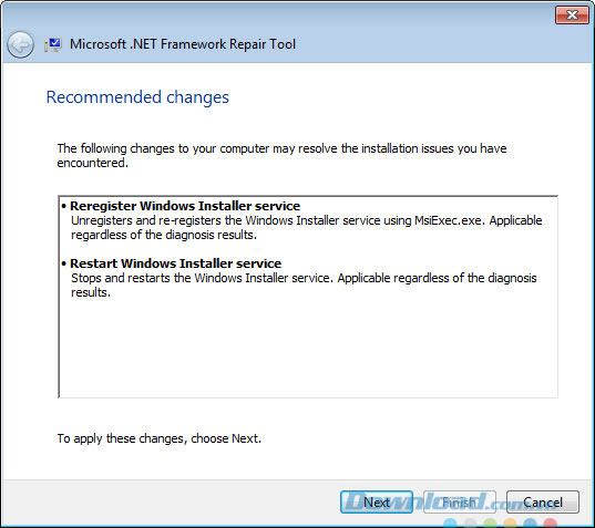 Giao diện .NET Framework Repair Tool