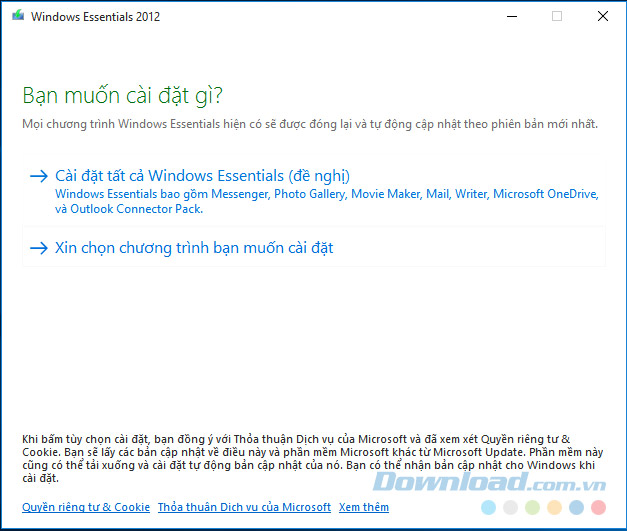 Cài đặt các ứng dụng của Windows Essentials 2012