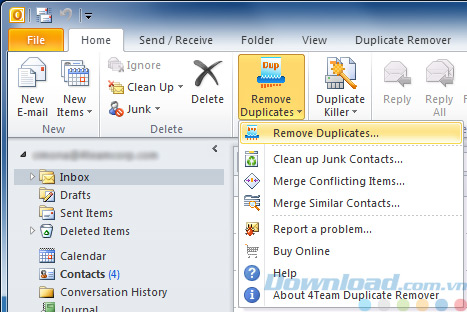 Giao diện của Outlook Duplicate Remover