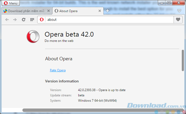 Phiên bản mới của Opera Beta