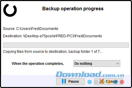 Quá trình backup dữ liệu trên SimplySync Backup diễn ra nhanh chóng và nhẹ nhàng