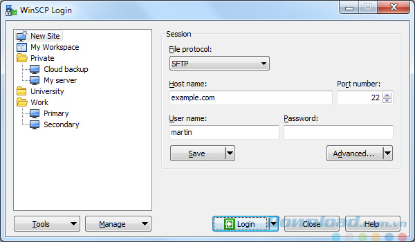 Đăng nhập WinSCP
