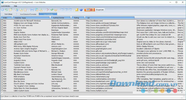 Xem danh sách các trang web biểu tượng bằng ứng dụng IconCool Manager cho máy tính
