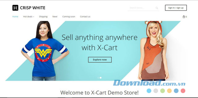 Giao diện chính của ứng dụng thương mại điện tử X-Cart cho máy tính
