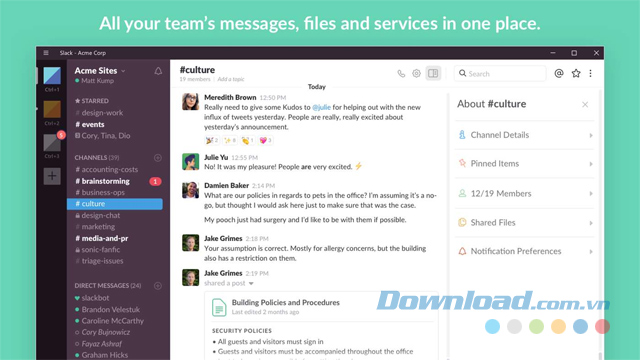 Nhìn thấy tất cả các tin nhắn, tập tin và dịch vụ của cả đội ở cùng một nơi trong ứng dụng làm việc nhóm Slack cho Windows 10