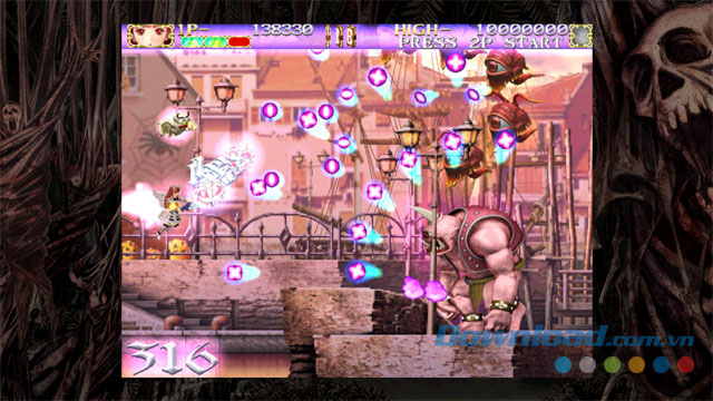 Né tránh nhiều viên đạn trong game hành động bắn súng Deathsmiles cho máy tính