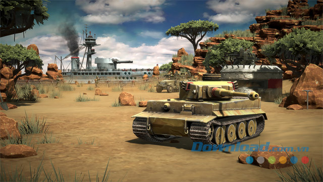 Điều khiển xe tăng và nhiều loại quân khác trong game chiến thuật miễn phí Battle Islands: Commanders cho máy tính