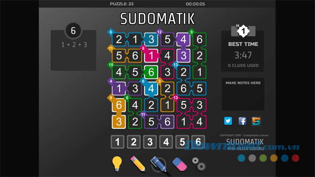 Giao diện chính của game trí tuệ Sudomatik cho máy tính và Windows Phone