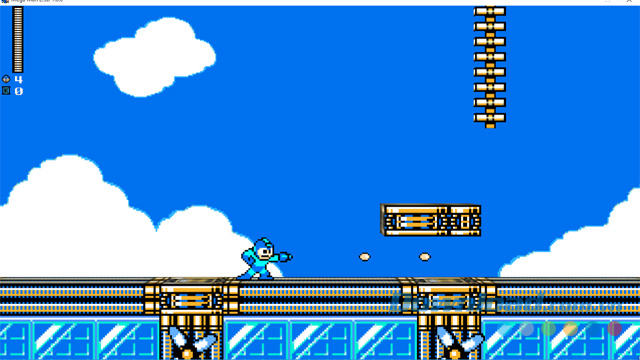 Giao diện điều khiển anh chàng người máy màu xanh trong game hành động miễn phí Mega Man 2.5D cho máy tính