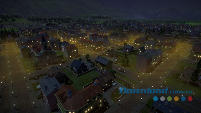 Ngắm nhìn quang cảnh tuyệt đẹp của thành phố ban đêm trong game Urban Empire cho máy tính