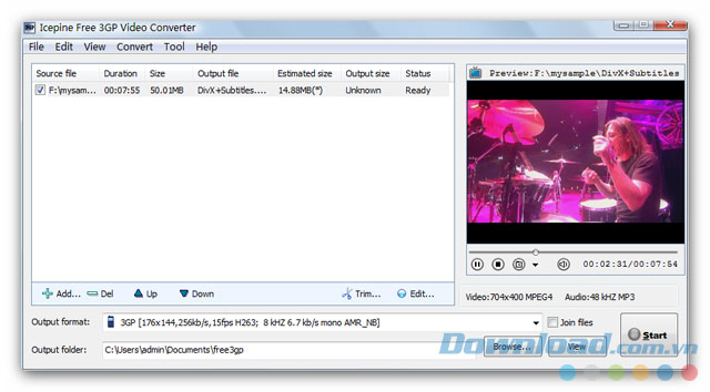 Giao diện phần mềm Icepine Free 3GP Video Converter