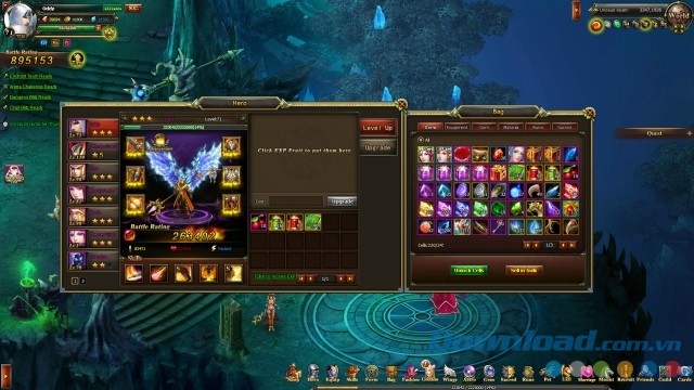 Túi đồ đầy ắp các vật phẩm trong game nhập vai trực tuyến miễn phí Dragon Blood cho máy tính