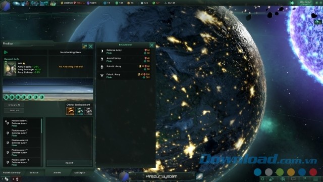 Tiến hành tuyển chọn quân lính trong game chiến thuật Stellaris cho máy tính, Mac và Linux