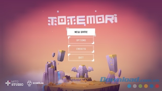 Main menu của game vui miễn phí Totemori cho máy tính, Mac và Linux