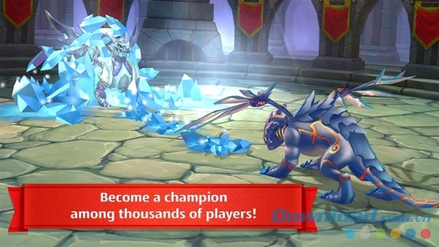 Nỗ lực trở thành nhà vô địch trong game chiến thuật phiêu lưu miễn phí Dragons World cho máy tính và Windows 10 Mobile