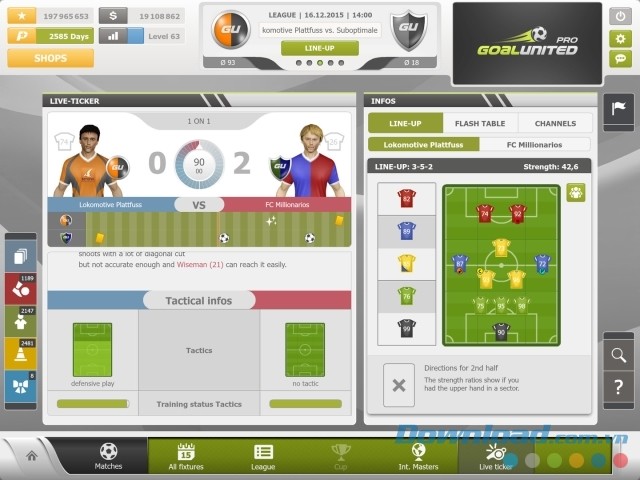 Điều chỉnh chiến thuật theo ý muốn trong game quản lý bóng đá miễn phí goalunited PRO cho máy tính