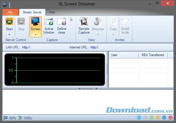 Giao diện chính của ứng dụng XL Screen Streamer cho máy tính