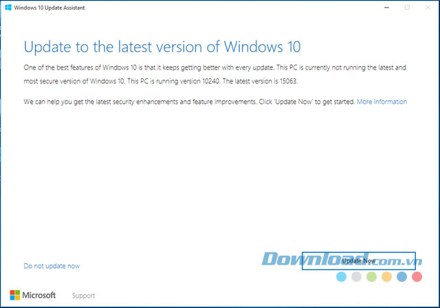 Giao diện chính của ứng dụng Windows 10 Update Assistant cho máy tính