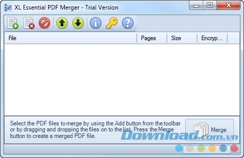 Giao diện chính của ứng dụng XL Essential PDF Merger miễn phí cho máy tính