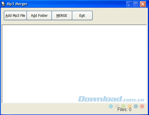 Giao diện đơn giản của MP3 Merger