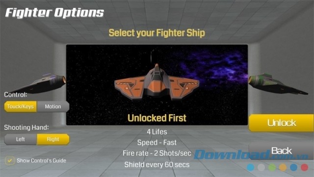 Mở khóa phi thuyền chiến đấu trong game bắn súng không gian miễn phí Rogue Jet Fighter cho máy tính và Windows Phone