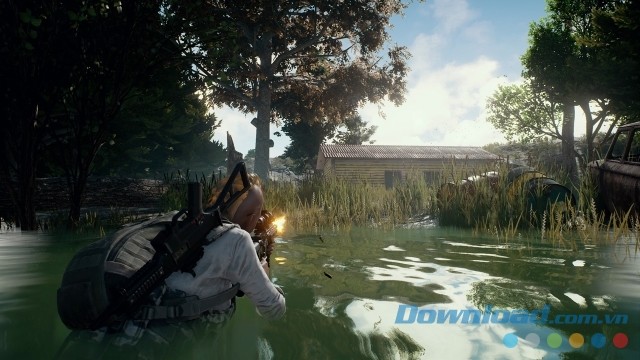Hiệu ứng phản chiếu mặt nước đẹp trong game hành động bắn súng sinh tồn mới Playerunknown’s Battlegrounds cho máy tính