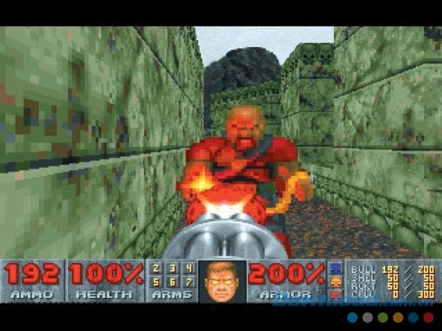 Đồ họa cổ điển của game bắn súng góc nhìn thứ nhất DOOM II cho máy tính