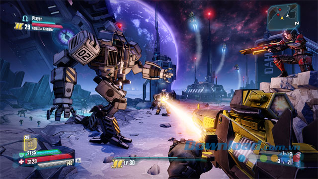 Giao diện chơi chính của game bắn súng Borderlands: The Pre-Sequel cho Windows, Mac & Linux