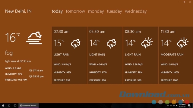 Thay đổi phông nền của ứng dụng dự báo thời tiết miễn phí Strawberry Weather cho máy tính và Windows Phone