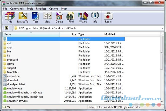 Công cụ xử lý file trong WinRAR