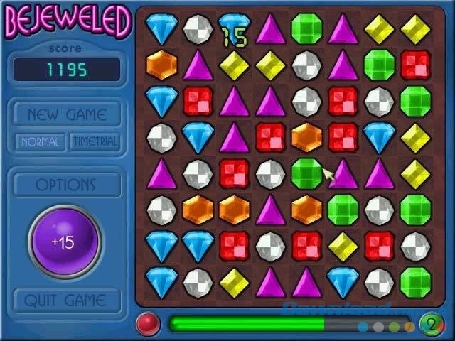 Giao diện chính của game xếp kim cương Bejeweled Deluxe cho máy tính