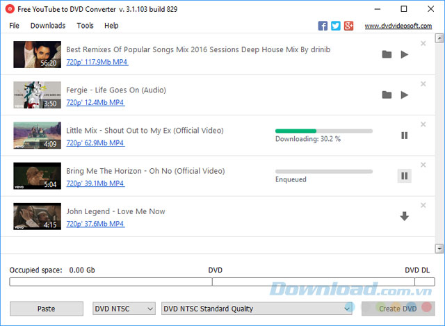 Giao diện Free YouTube to DVD Converter