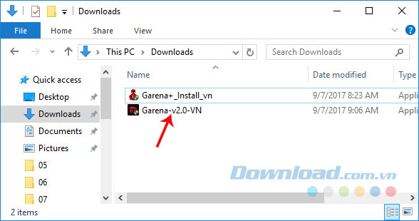 File Garena 2.0 sau khi tải về