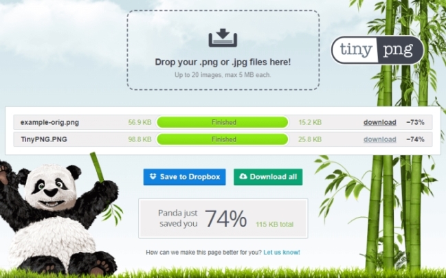 Simple interface, compression TinyPNG's great images will make you happy