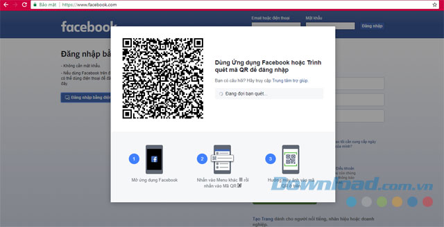 Login to Facebook with QR Code