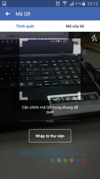 Căn chỉnh vào khung QR Code