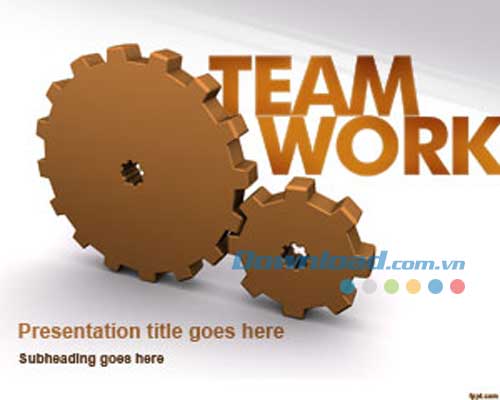 Mẫu slide thuyết trình về kỹ năng làm việc nhóm Free Gears & Team Work PowerPoint Template