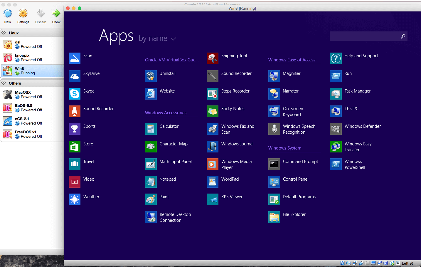 Giao diện máy ảo Windows 8.1 trên macOS
