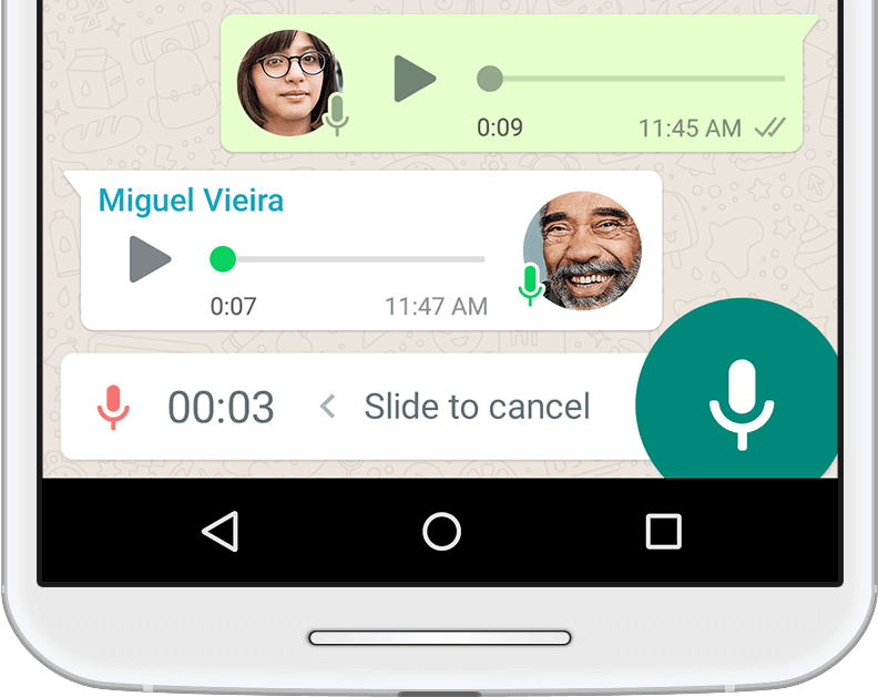 WhatsApp for iOS supports voice messages