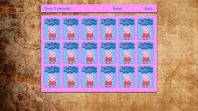 Trò chơi tìm cặp hình giống nhau Peppa Memory