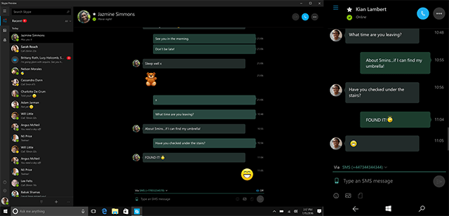 Giao diện Skype Preview