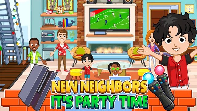 Open a warm party with the next-door family
