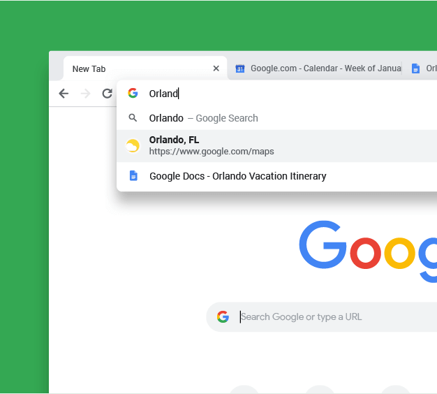 Google Chrome với thanh onimibox tiện dụng