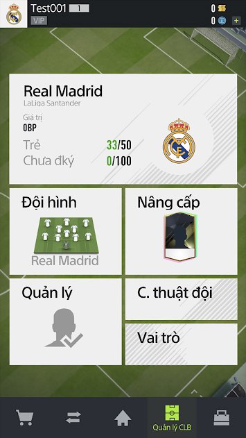 Team details of football game FIFA Online 4 Mobile