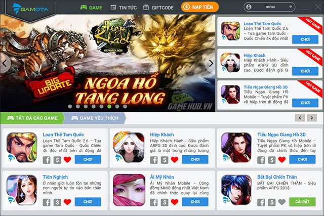 Giao diện game của Gamota